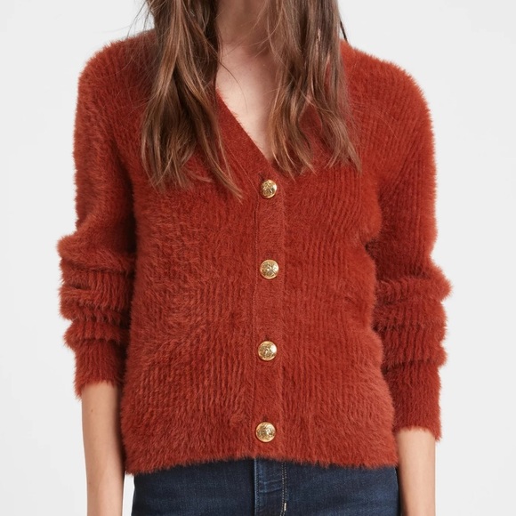 Banana Republic Sweaters - Banana Republic Women’s Button Down Cardigan, Eyelash, Navy, Gold, Med.  EUC